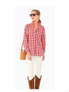 Tuckernuck Pomander Place NWOT Scarlet Apple Red Gingham Button Down XS